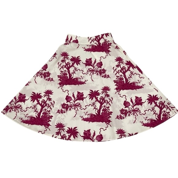 Tara Jarmon NWT Size 36 EU/US 4 Jeanette Ecru Magenta Floral Print A-Line Skirt - Picture 5 of 16